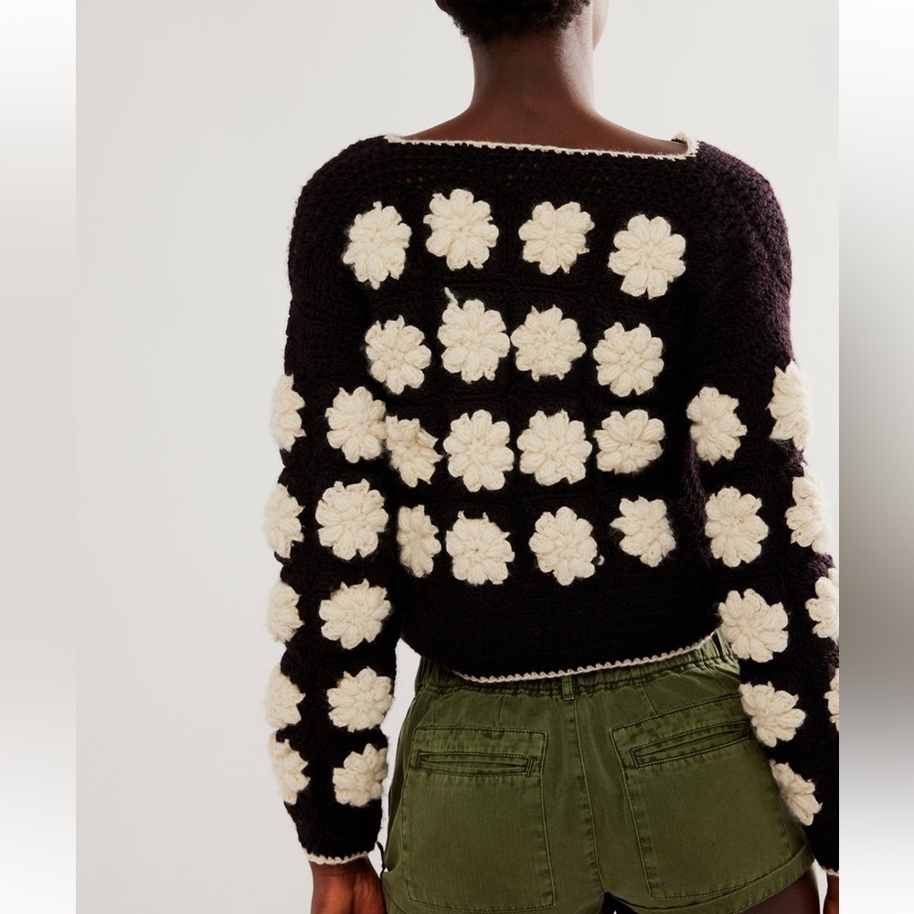 Free People Tach Dana Crochet Knit Cardi - Picture 2 of 9